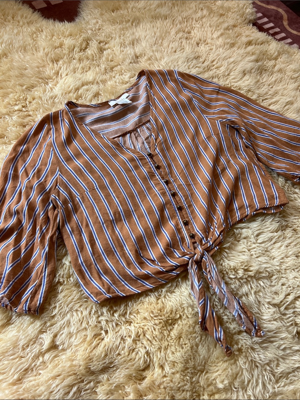 Urban Romantics Striped Tie-Front Women's Top